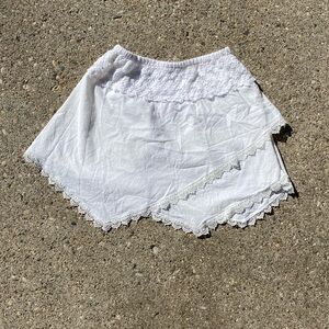 White skirt with lace trim layers womens